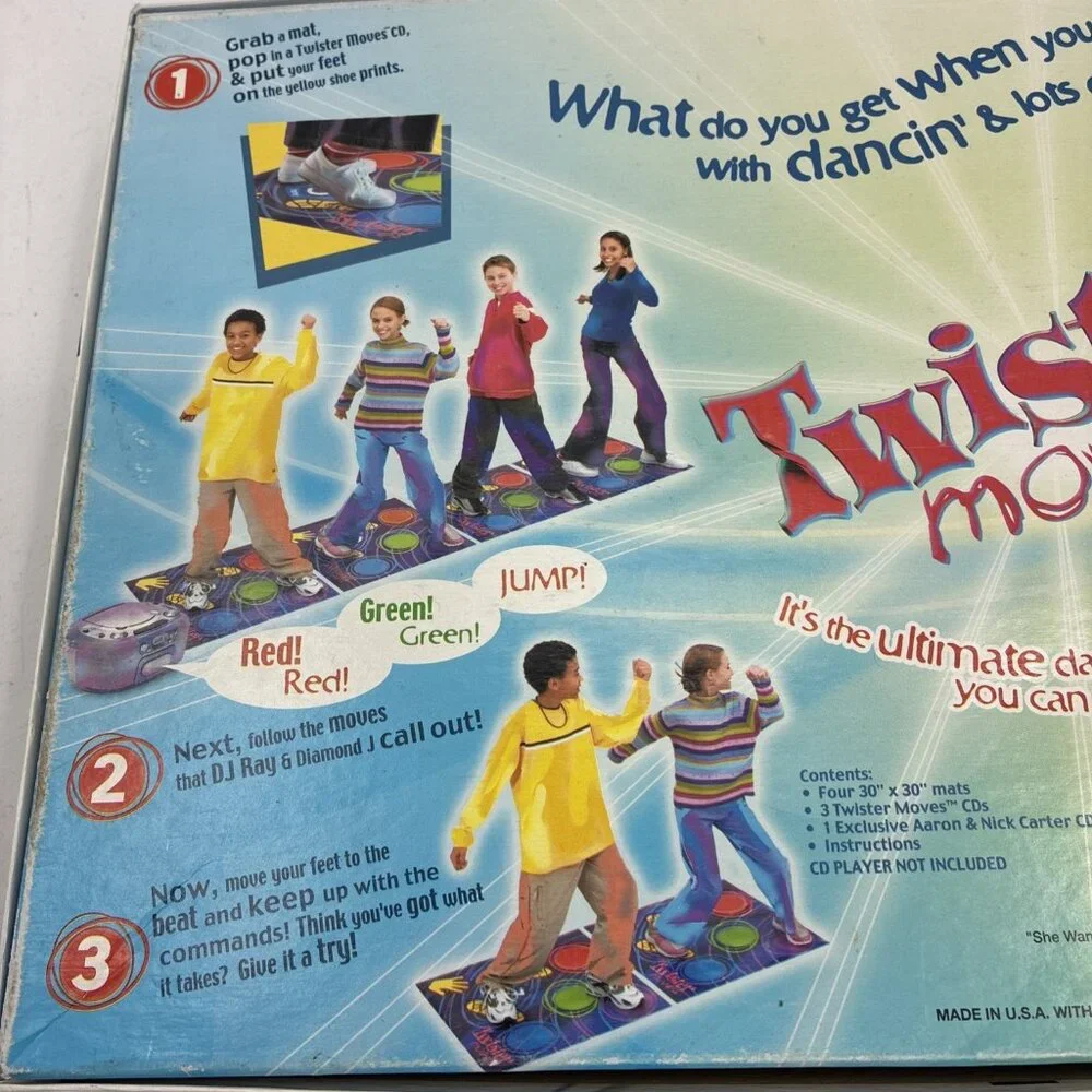 Twister Moves Dance Game 2003 Hasbro Complete Board Game Music CDs Party Fun